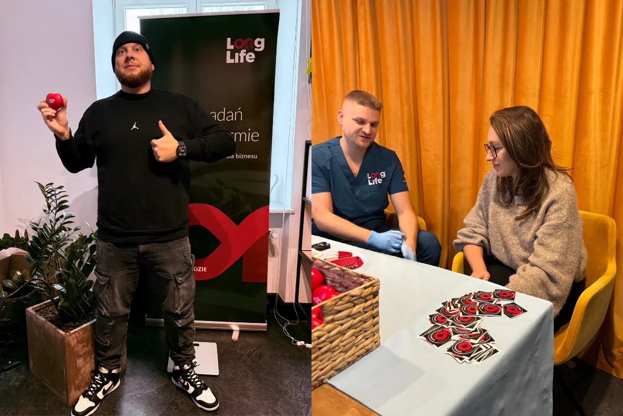 kolaż zdjęć pokazujący migawki z badań diagnostycznych dla Sales&More w ramach akcji Pinktober i Movember