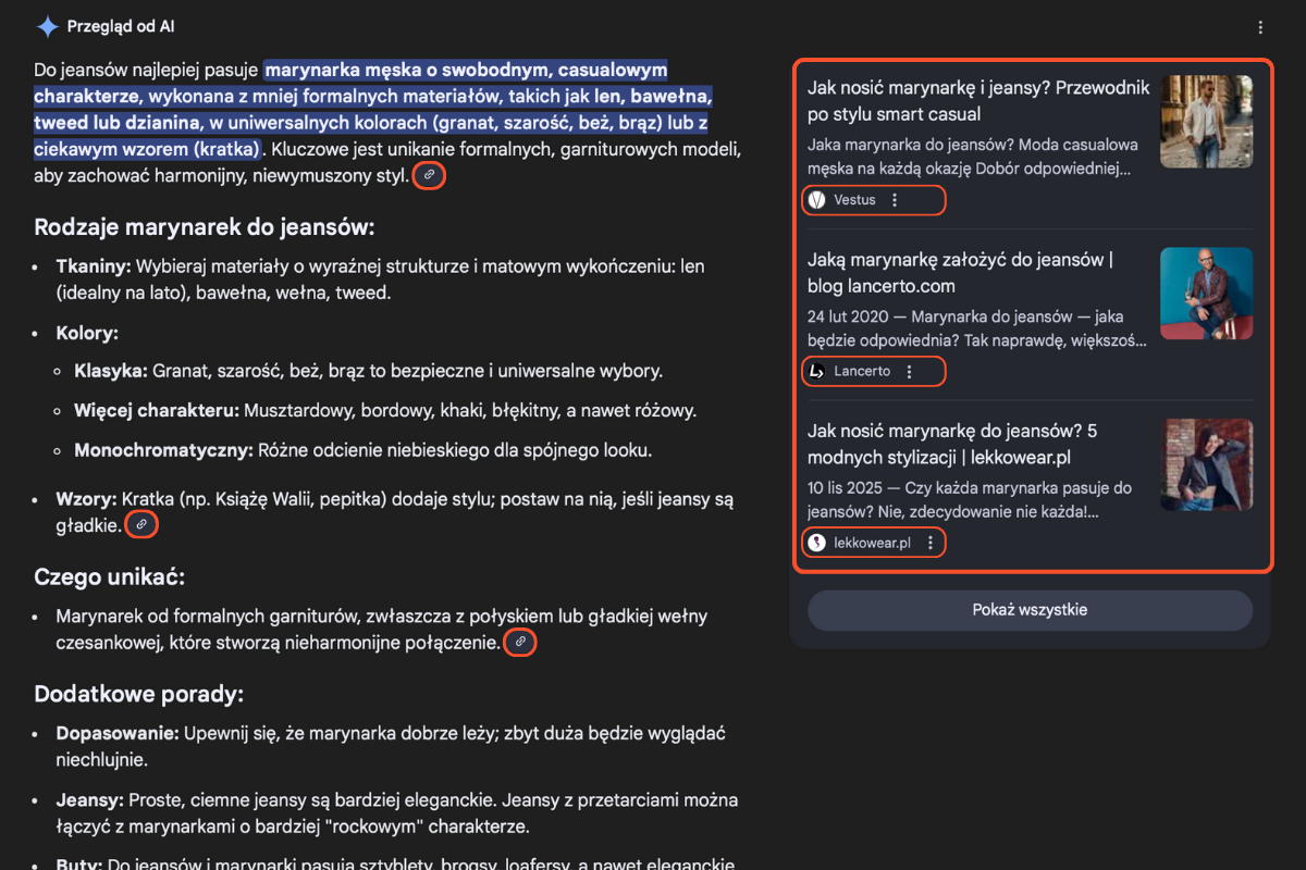grafika ukazująca, jak wygląda Przegląd od AI